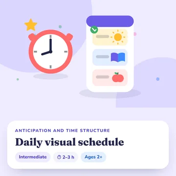 IMAGEN: Daily visual schedule made following the app, on a classroom wall — 1 of 13