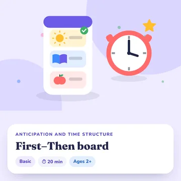 IMAGEN: First–Then board with two picture cards attached by Velcro — 2 of 13