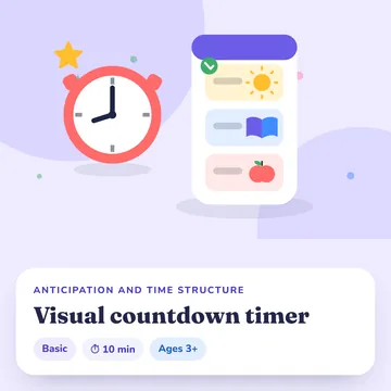 IMAGEN: Visual countdown timer next to a child's desk — 3 of 13