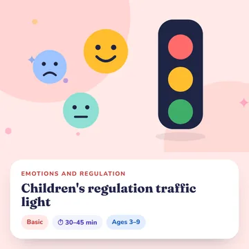 IMAGEN: Children's regulation traffic light (red, yellow, green) on a wall — 5 of 13