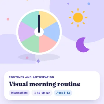 IMAGEN: Visual morning routine strip on a fridge at home — 8 of 13